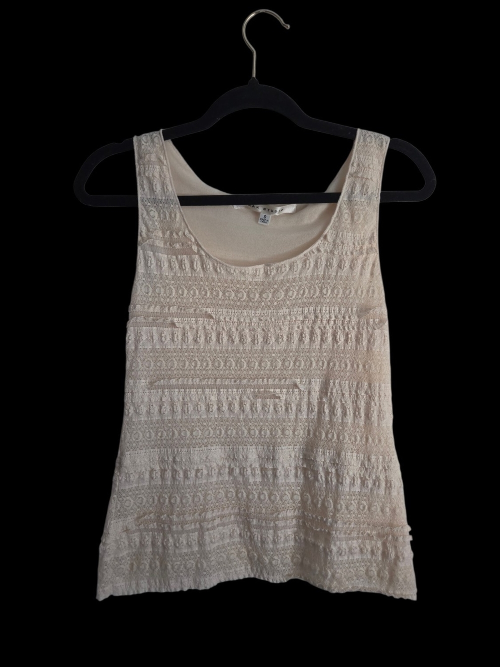 VINTAGE Y2K Max Studio Cream Lace-Textured Tank
